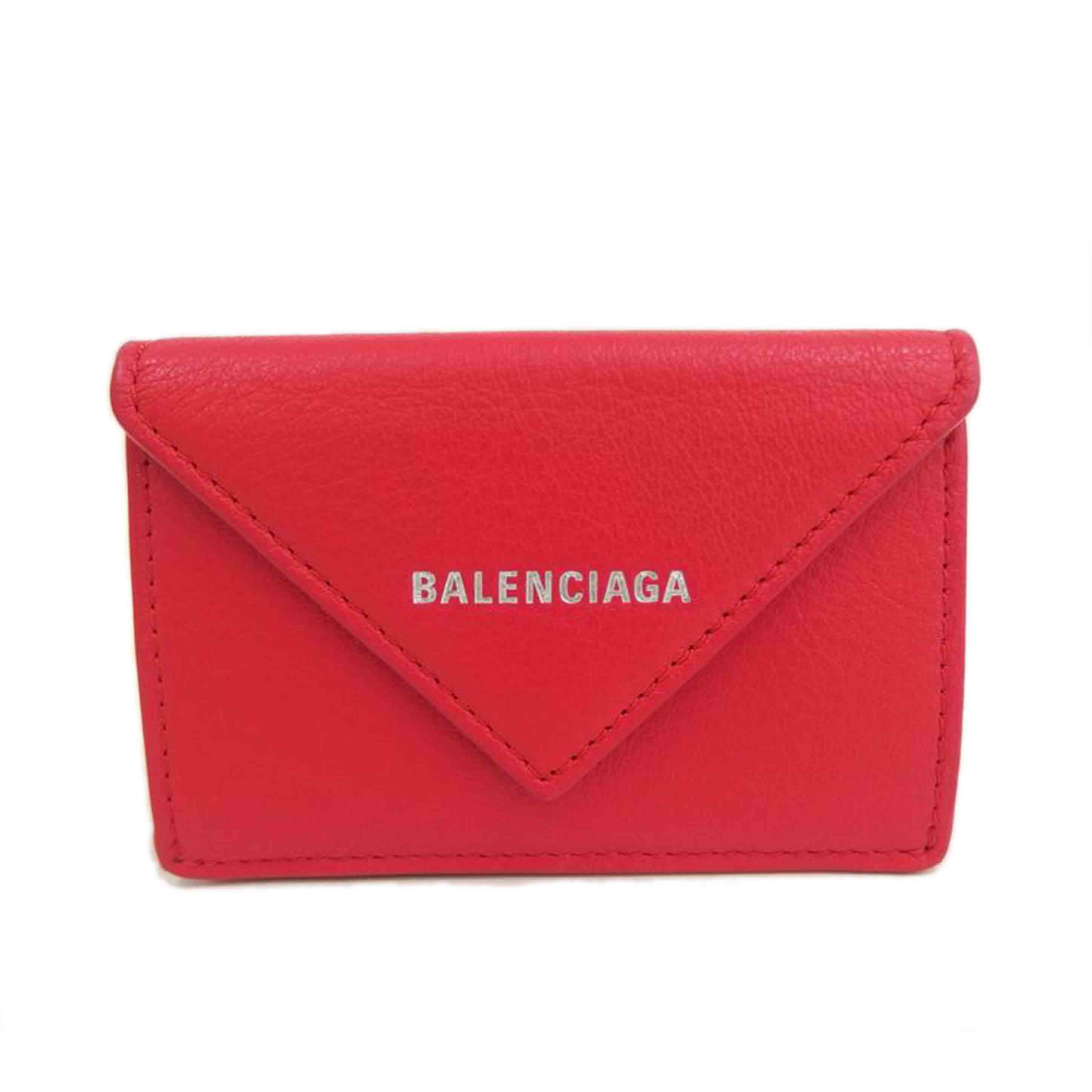 BALENCIAGA ﾊﾞﾚﾝｼｱｶﾞ/ペーパーミニウォレット／赤/391446//Aランク/82