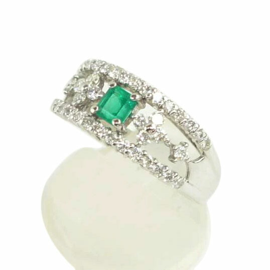 Pt900エメラルドダイヤリング0．36／D0．70ct//ABランク/64