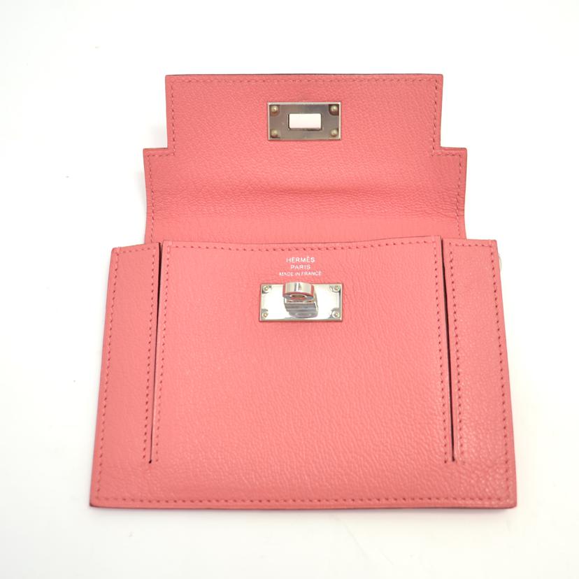 HERMES エルメス/ケリーポケットコンパクト／シェーブル／ピンク／SV金具//D M**************/SAランク/75
