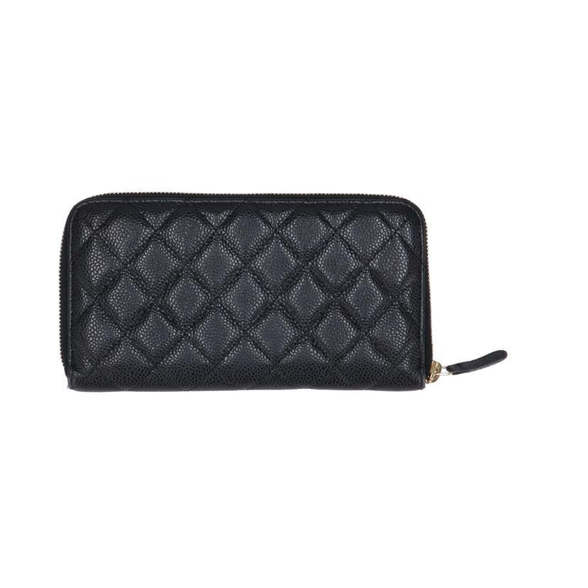 CHANEL シャネル/キャビアスキンマトラッセラウンドジップウォレット//179*****/ABランク/40