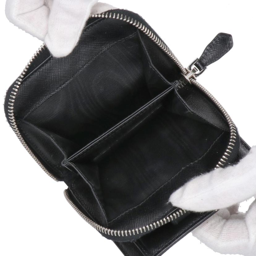 PRADA プラダ/テスート／ラウンドファスナーコンパクトウォレット／ネロ/1M0522//176/Aランク/18