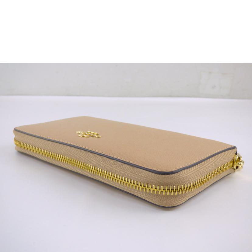 COACH ｺｰﾁ/ラウンド長財布／ベージュ／カーフ/C3411//168*/Aランク/64