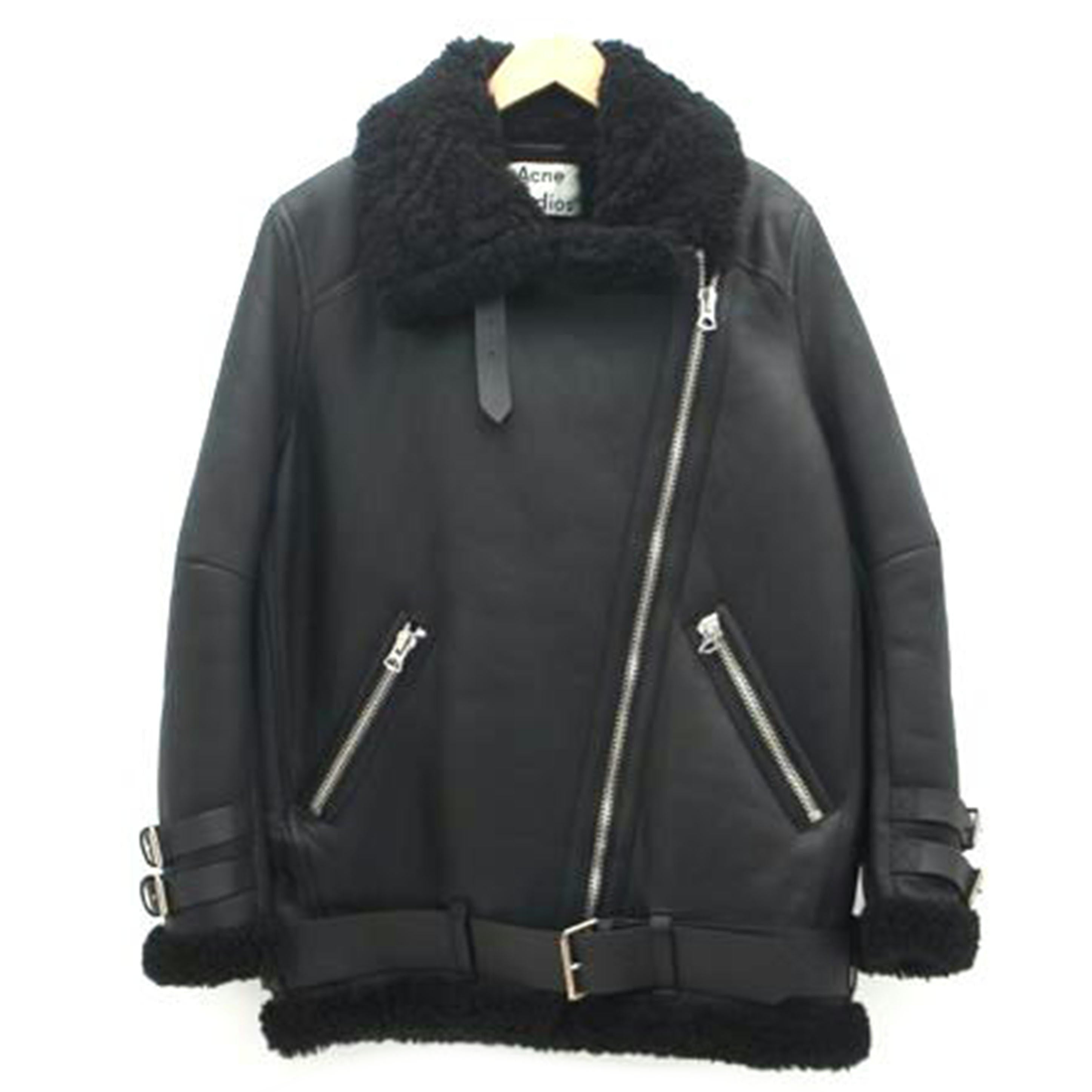 Acne　Studios アクネストゥデイオズ/ムートンライダースレザージャケット／コート／ブラック//ABランク/18