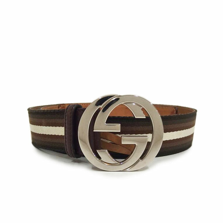 GUCCI　ベルト/GUCCI　ストライプベルト／ブラウン/114904//Bランク/82