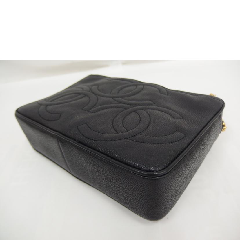 CHANEL ｼｬﾈﾙ/トリプルココマークチェーンショルダー／キャビア//312****/Aランク/82