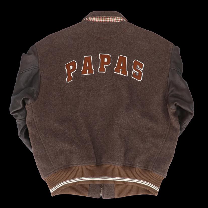 Papas パパス/ヴィンテージ／レザー切替スタジャン／ブラウン//ABランク/18
