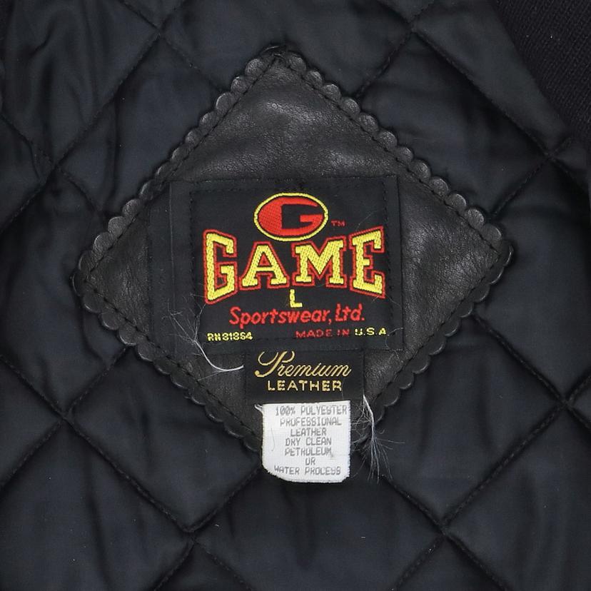 GAME　SPORTSWEAR　 ゲームスポーツウェア/90＇s／USA製／レザー切替スタジャン／ブラック//ABランク/18