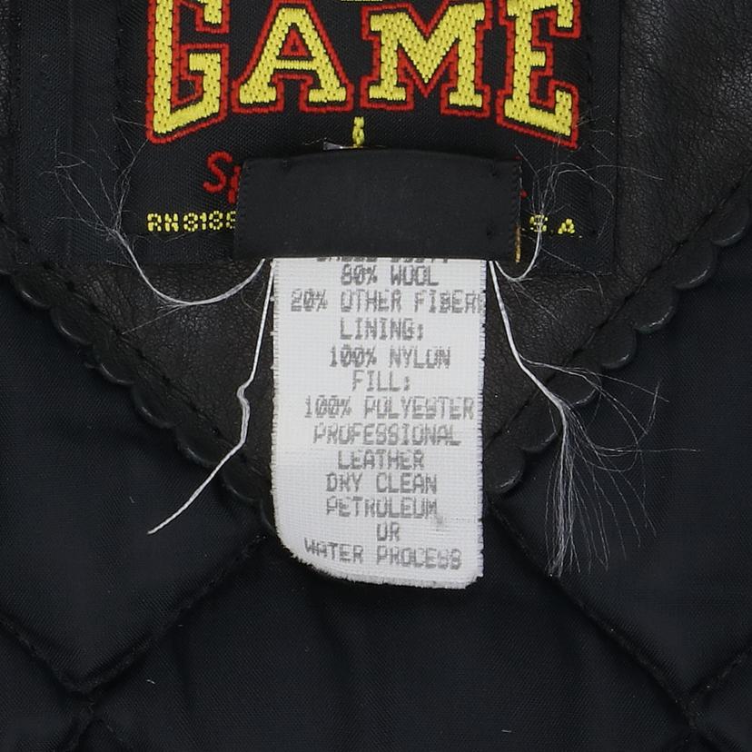 GAME　SPORTSWEAR　 ゲームスポーツウェア/90＇s／USA製／レザー切替スタジャン／ブラック//ABランク/18