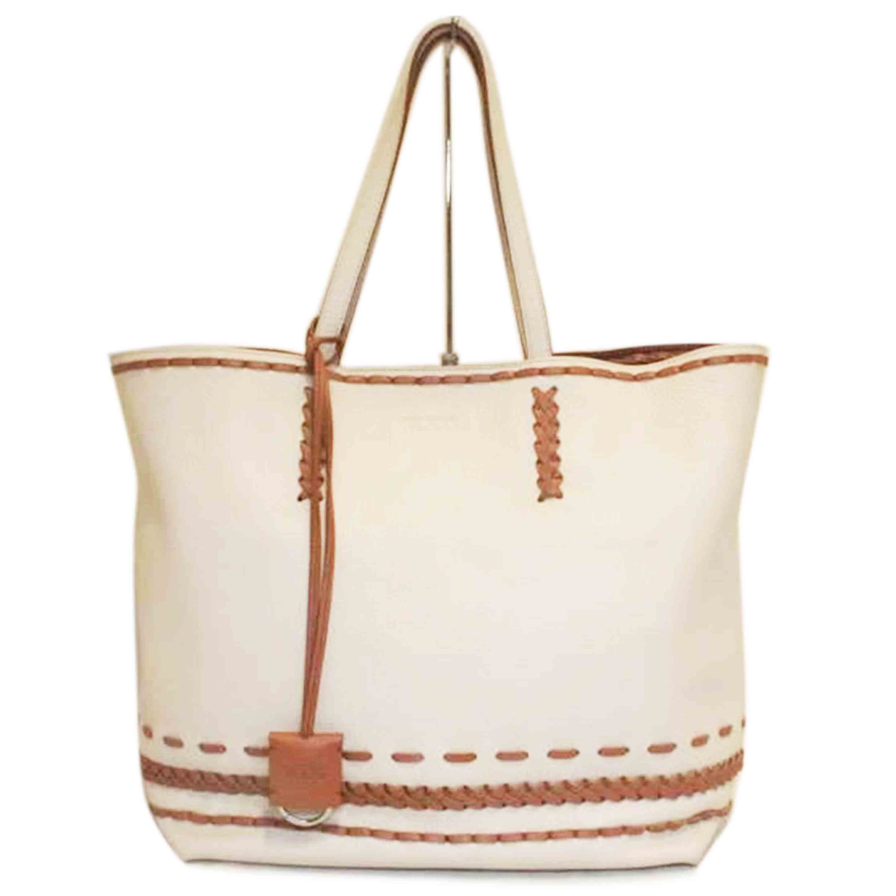 TODS トッズ/レザー編込トートホワイト//Aランク/92