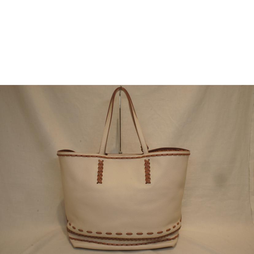 TODS トッズ/レザー編込トートホワイト//Aランク/92