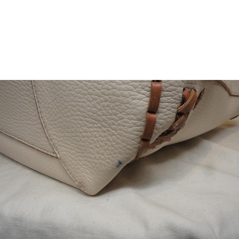TODS トッズ/レザー編込トートホワイト//Aランク/92