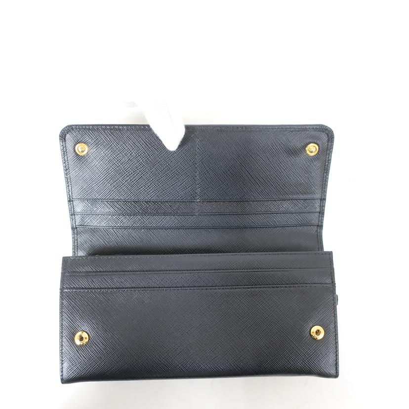 PRADA プラダ/サフィアーノ　Wホック　レザー長財布　ブラック　パスケースなし//ABランク/65