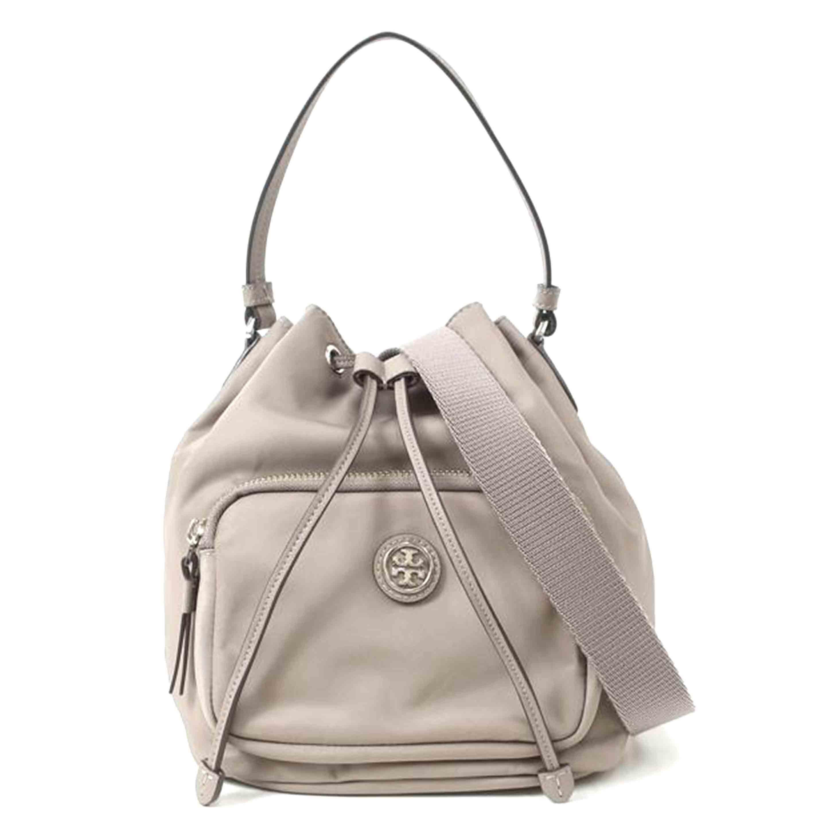 TORY　BURCH　 トリーバーチ/ヴァージニアバケットバッグ　ナイロン2WAY　グレーヘロン　巾着/134652//Aランク/65