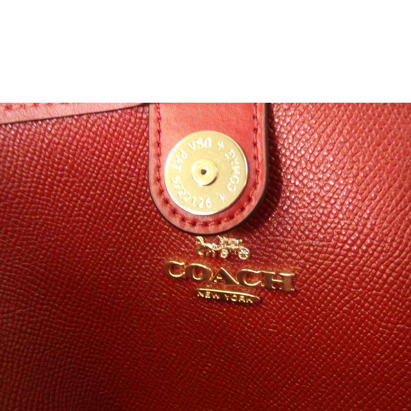 COACH コーチ/シグネチャーシティトートバッグ／赤×茶/5696//B22**/Aランク/84