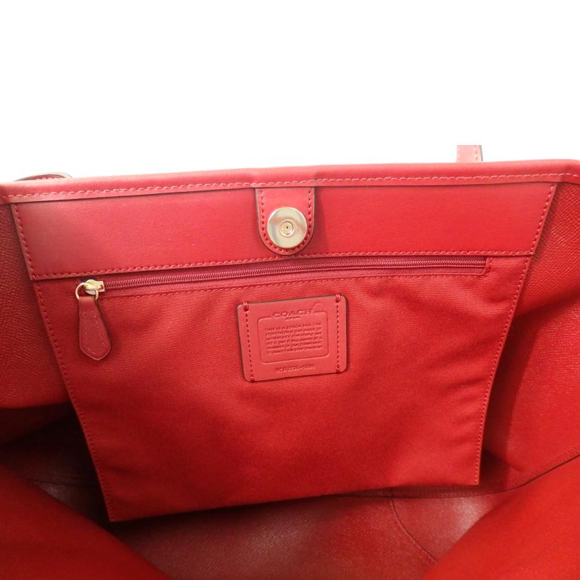 COACH コーチ/シグネチャーシティトートバッグ／赤×茶/5696//B22**/Aランク/84