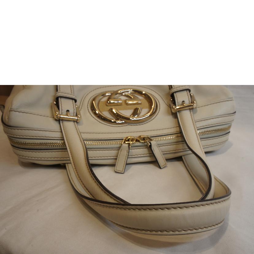 GUCCI グッチ/インターロッキングGレザーミニボストンホワイト/170009//001***/Aランク/92