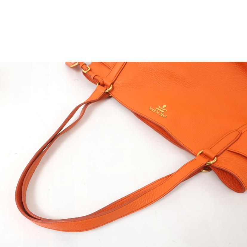 PRADA プラダ/レザー　トートバッグ　オレンジ/BR4970//Aランク/65