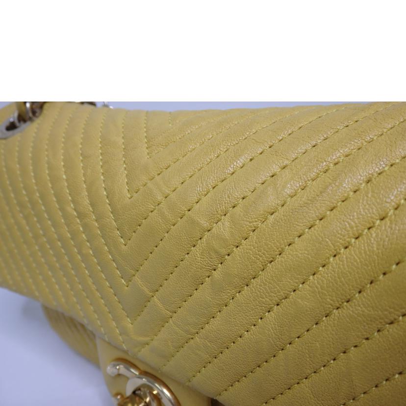 CHANEL シャネル/Vスティッチ／チェーンショルダー／イエロー/A92087 //218*****/Bランク/84