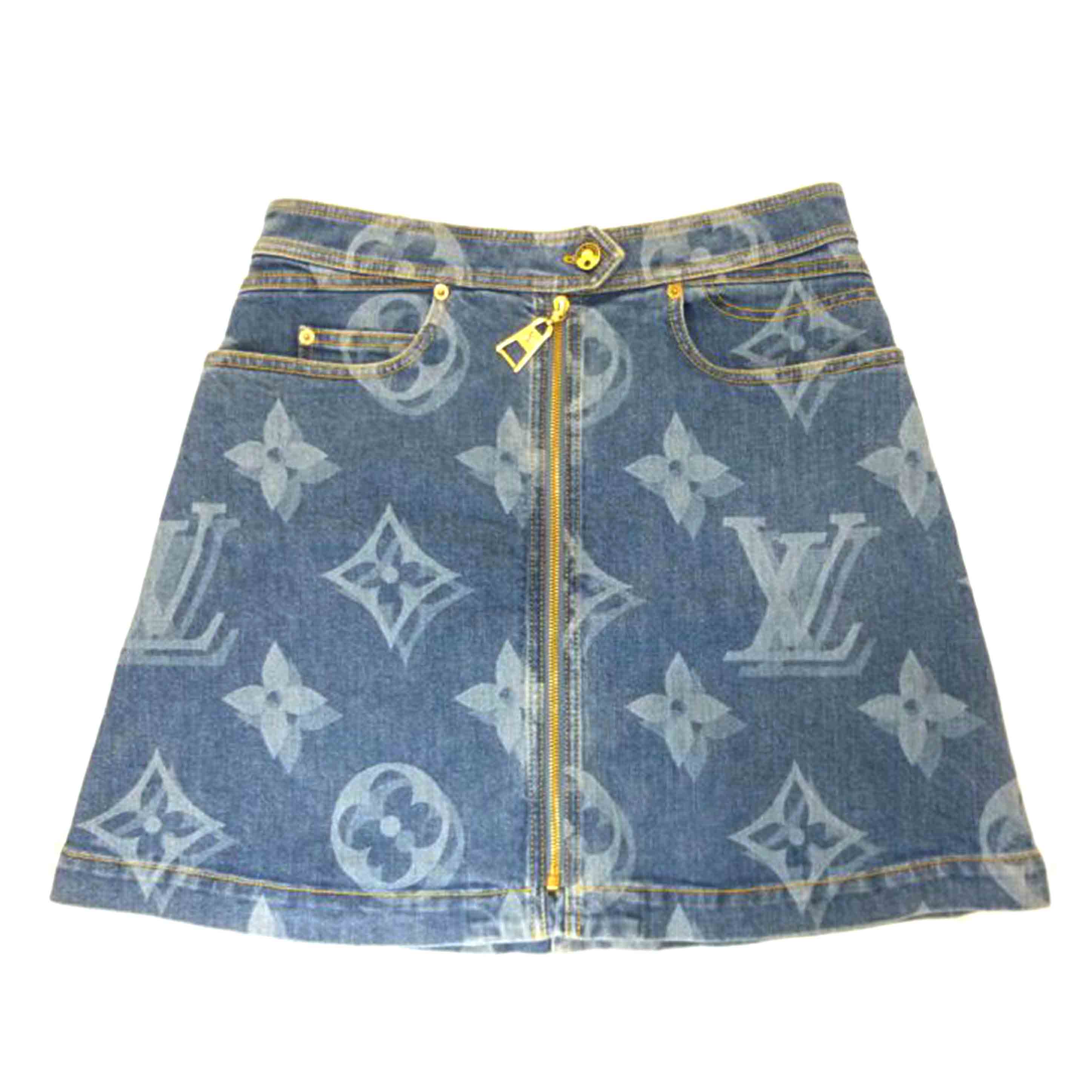 LV ルイヴィトン/◇モノグラムフロントジップデニムスカート／38サイズ/RW211W ZPY FKSK07//ABランク/88