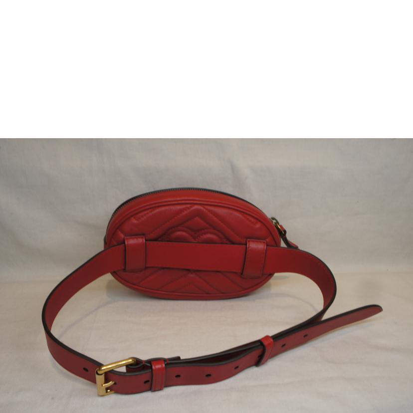 GUCCI グッチ/GGマーモントキルティングウェストバッグレッド/476434//493***/Aランク/92