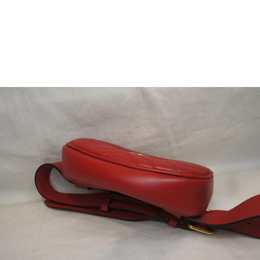 GUCCI グッチ/GGマーモントキルティングウェストバッグレッド/476434//493***/Aランク/92