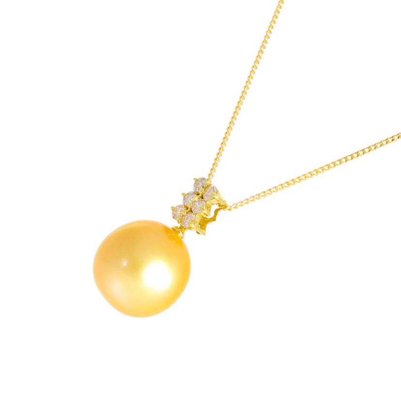 /　K18ゴールデンパールダイヤネックレスD0．24ct//Aランク/05