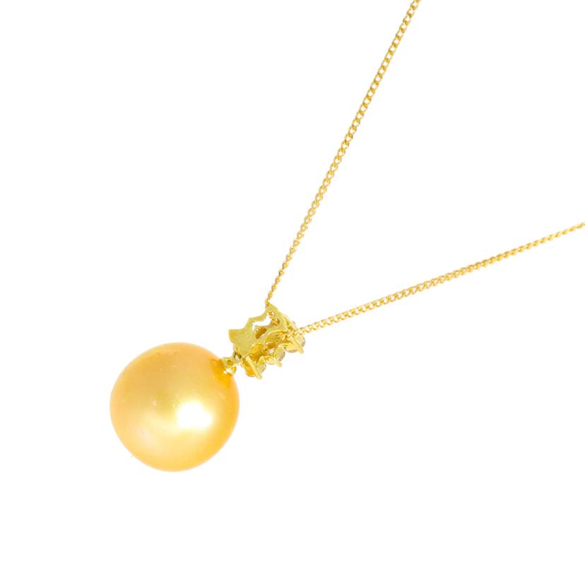 /　K18ゴールデンパールダイヤネックレスD0．24ct//Aランク/05