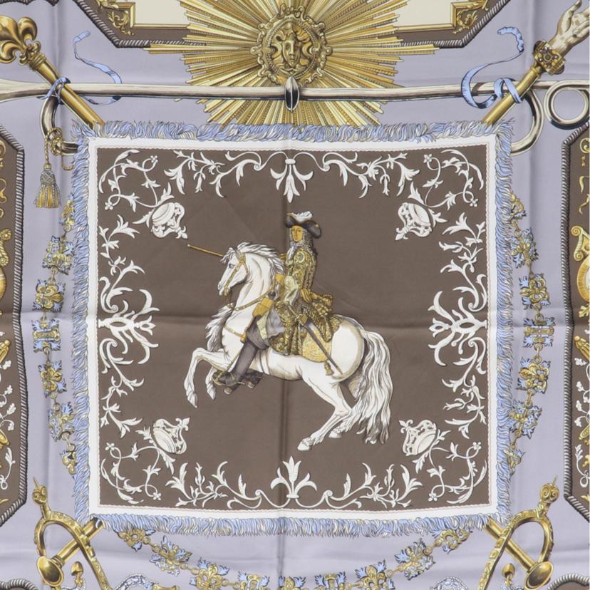 HERMES ｴﾙﾒｽ/スカーフ／カレ90/白い馬に跨ったﾙｲ14世//ABランク/93