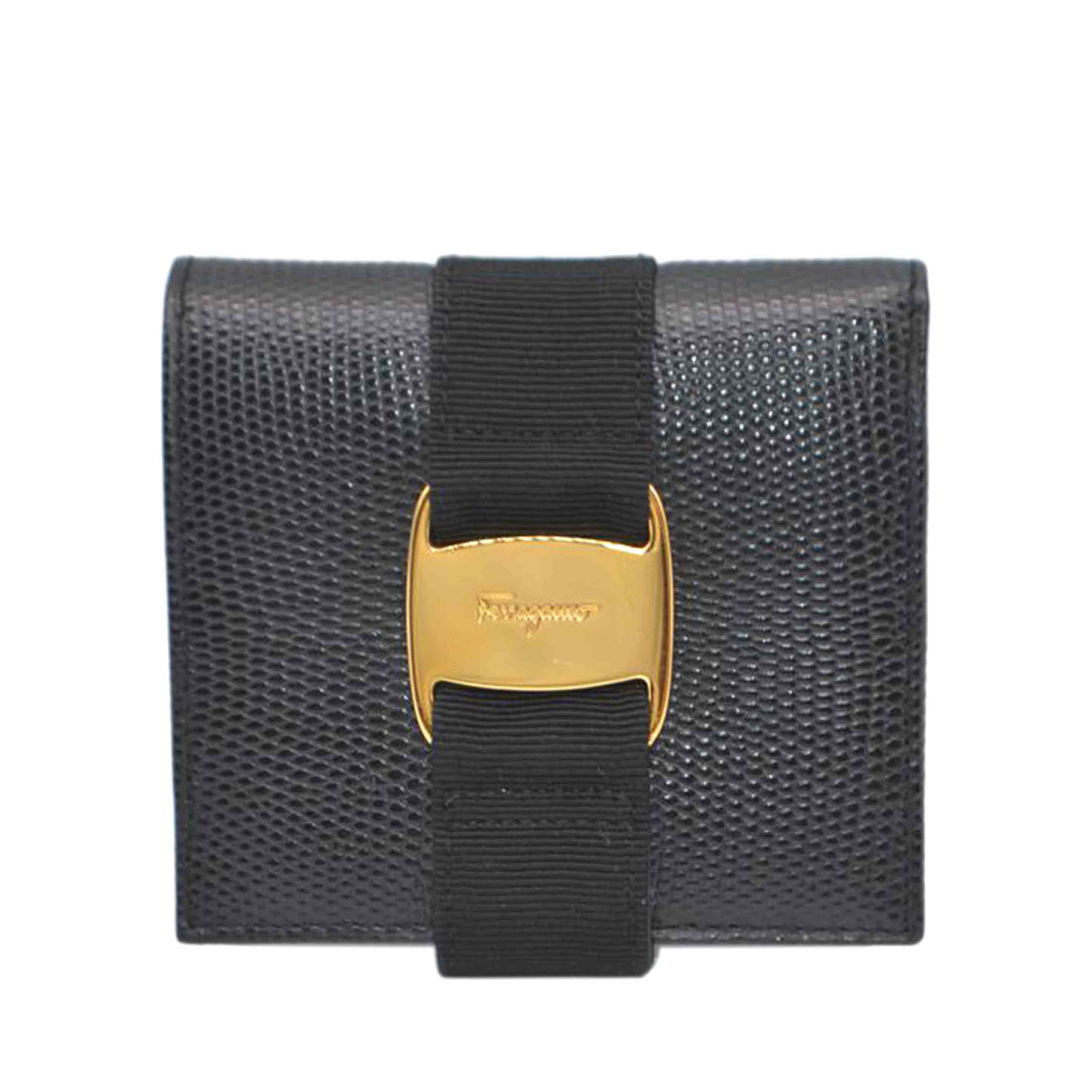 Ferragamo フェラガモ/ヴァラリザードコンパクトレザー財布/223053//ABランク/89