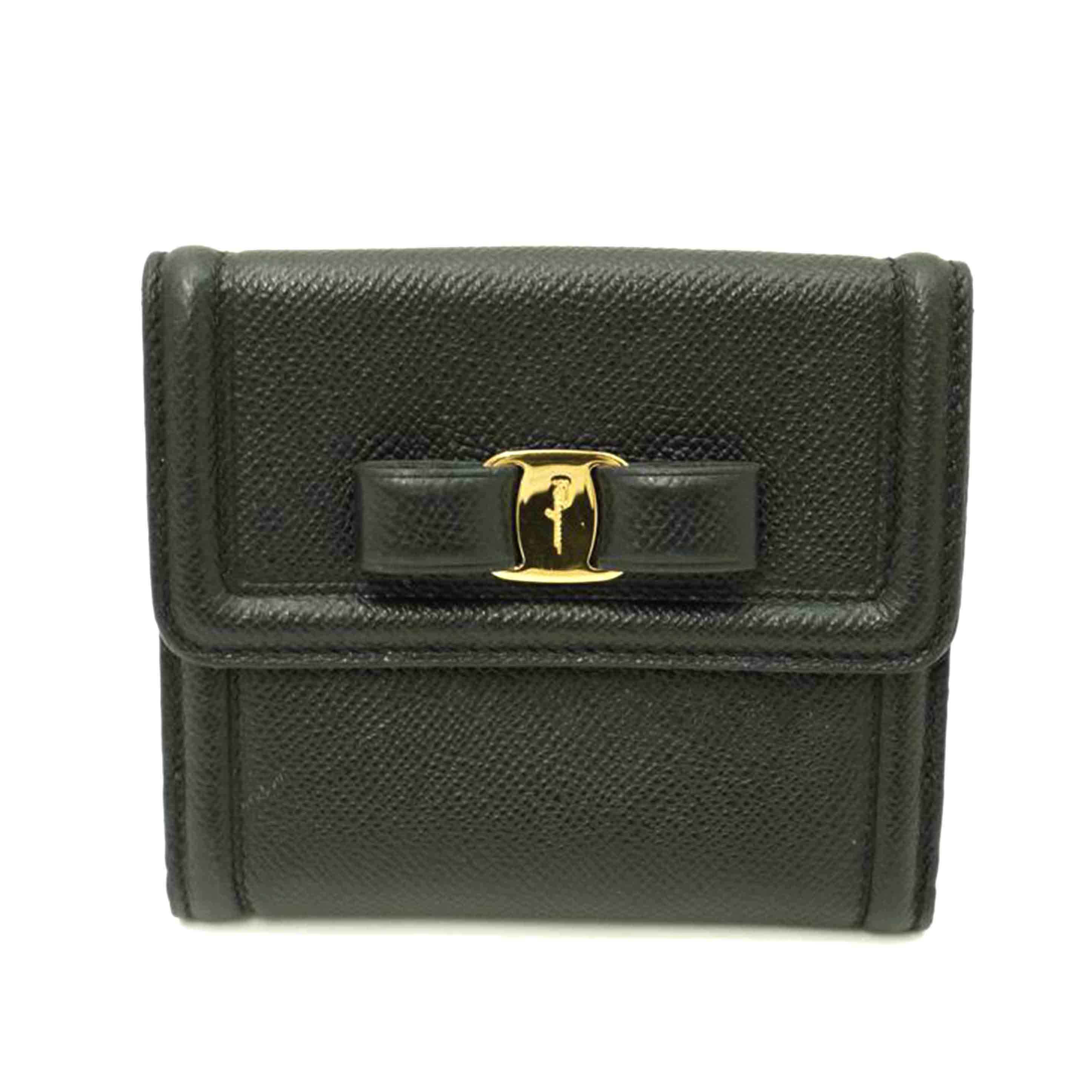 Ferragamo フェラガモ/ヴァラリボン二つ折り財布／ブラック/JL-22 C911//Aランク/69