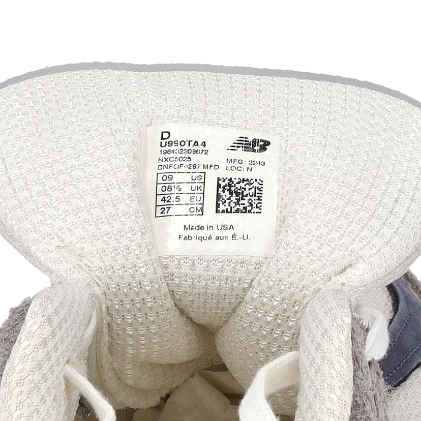 NEW　BALANCE　 ニューバランス/USA製／スエードローカットスニーカー／グレー/U990TA4//196432309672/SAランク/18
