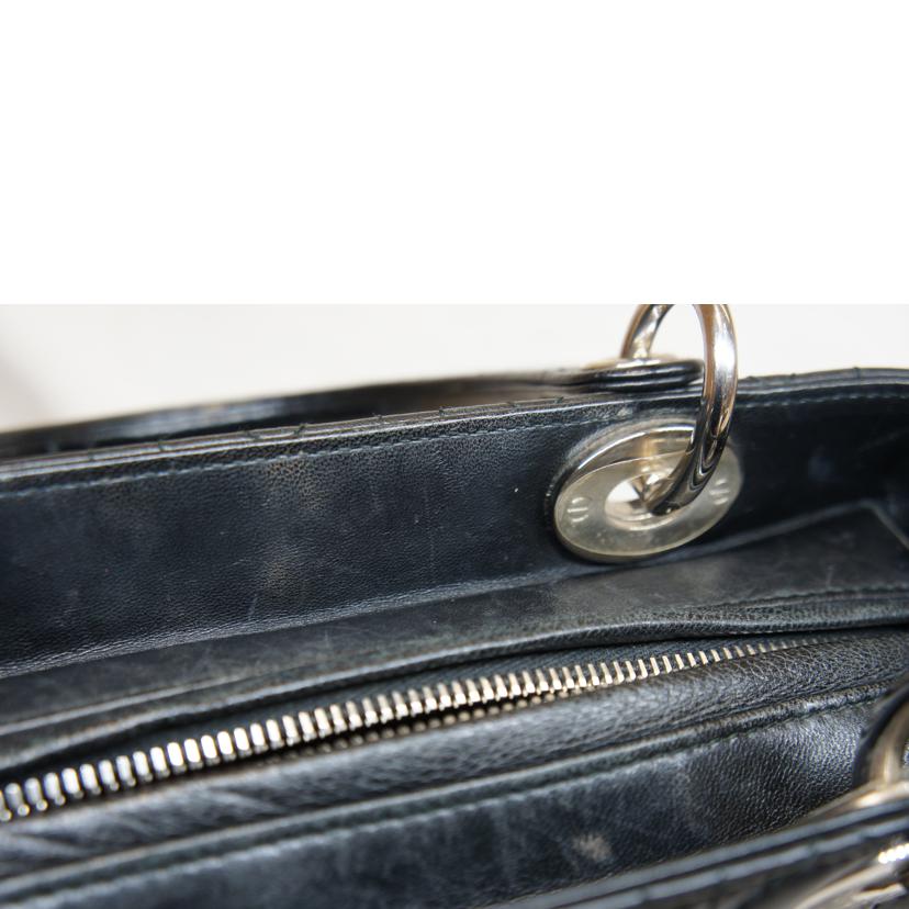 Christian　Dior/レディディオールラムスキンカナージュ／ブラックSV金具//ABランク/92