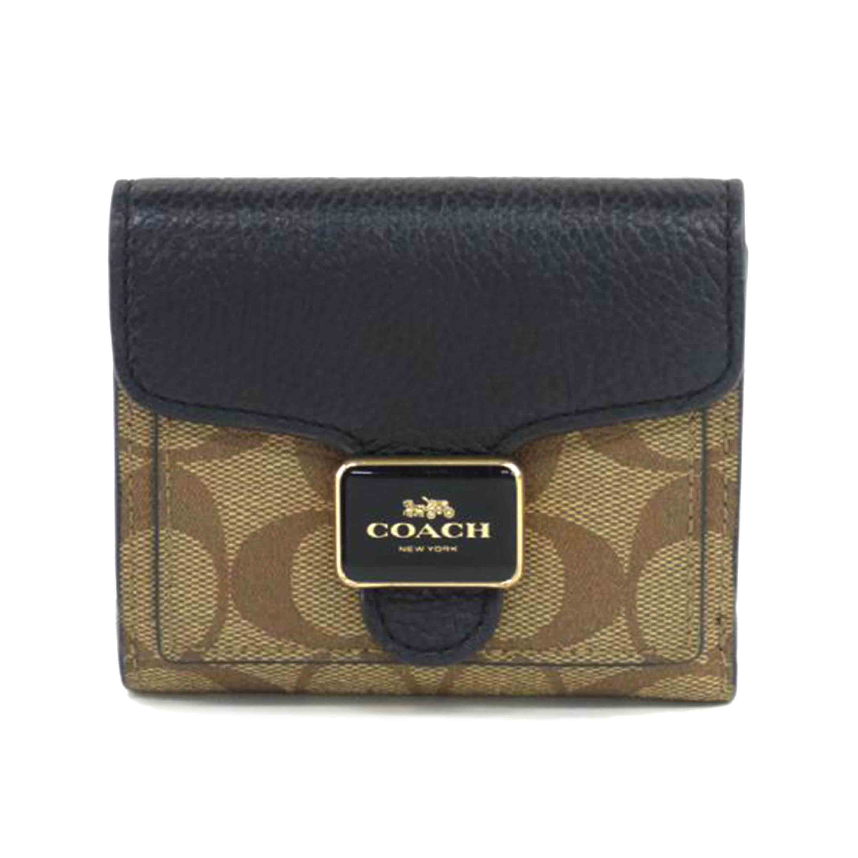 COACH コーチ/シグネチャー／コンパクト財布／ベージュ／ブラック/C7805//J21**/ABランク/64