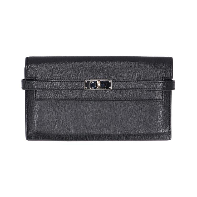 HERMES/ケリーウォレット　シルバー金具／シェーブル／ノワール//□O/ABランク/67