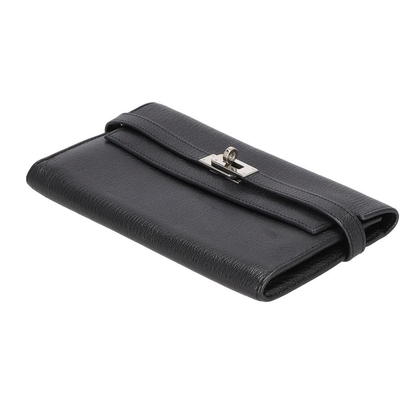 HERMES/ケリーウォレット　シルバー金具／シェーブル／ノワール//□O/ABランク/67