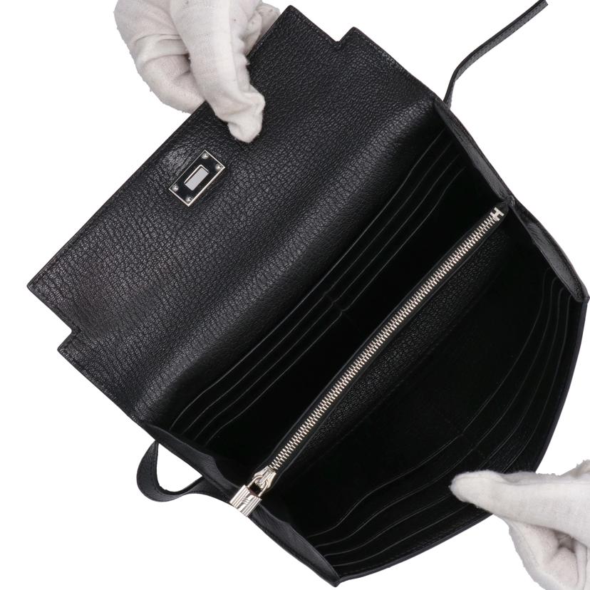 HERMES/ケリーウォレット　シルバー金具／シェーブル／ノワール//□O/ABランク/67