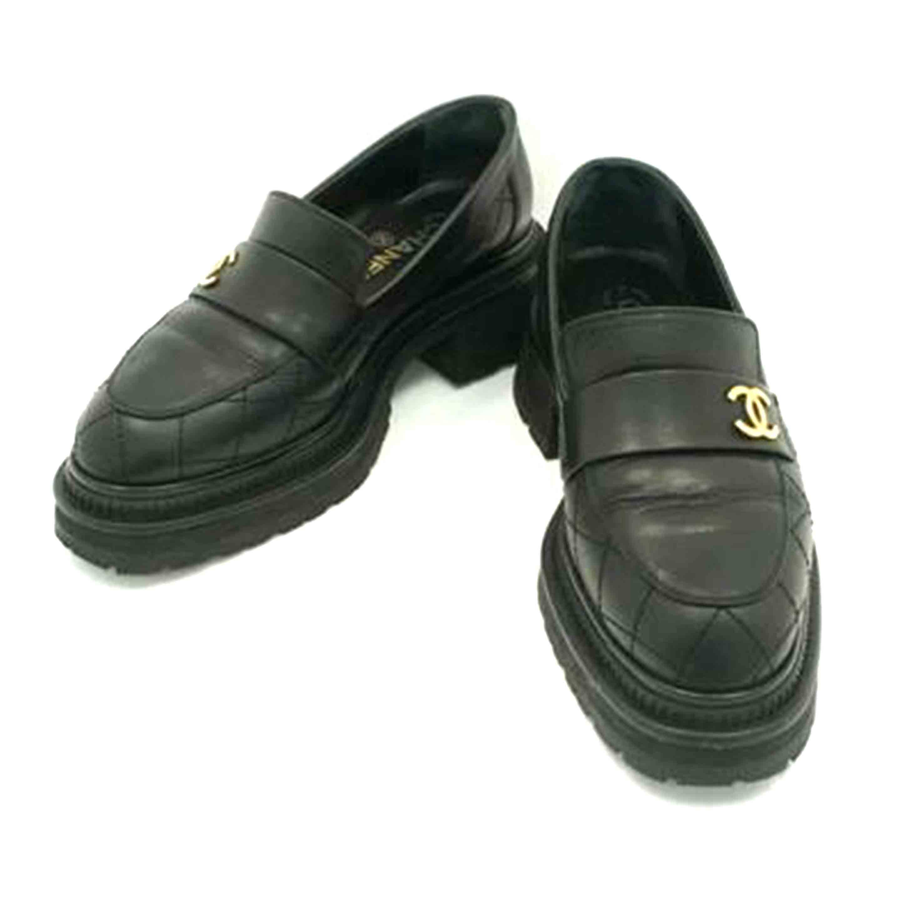 CHANEL シャネル/マトラッセココマーク　レザーローファー／黒/G45074//ABランク/20