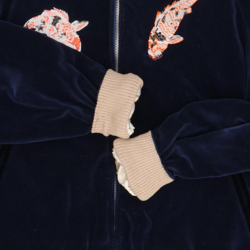 DENIME ドゥニーム/SHINS期　鯉＆鶏刺繍　ベロアリバーシブルスカジャン//Bランク/85