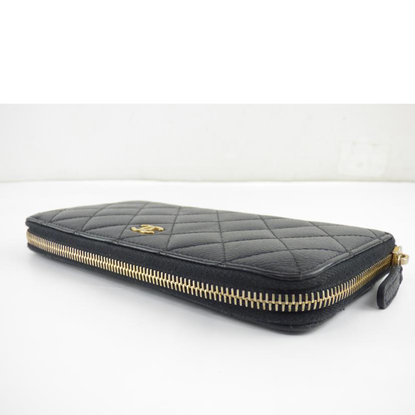 CHANEL シャネル/マトラッセ／ラウンドファスナー財布／ブラック／キャビアスキン//194*****/Bランク/64