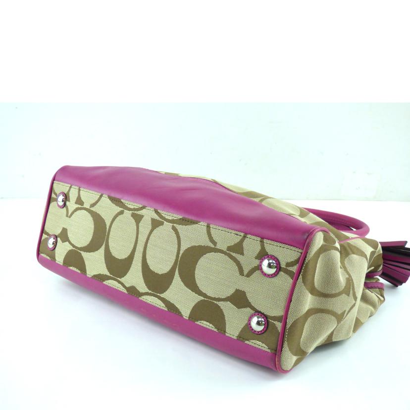 COACH コーチ/シグネチャー／トートバッグ／ベージュ／パープル/F21151//G13**/ABランク/64