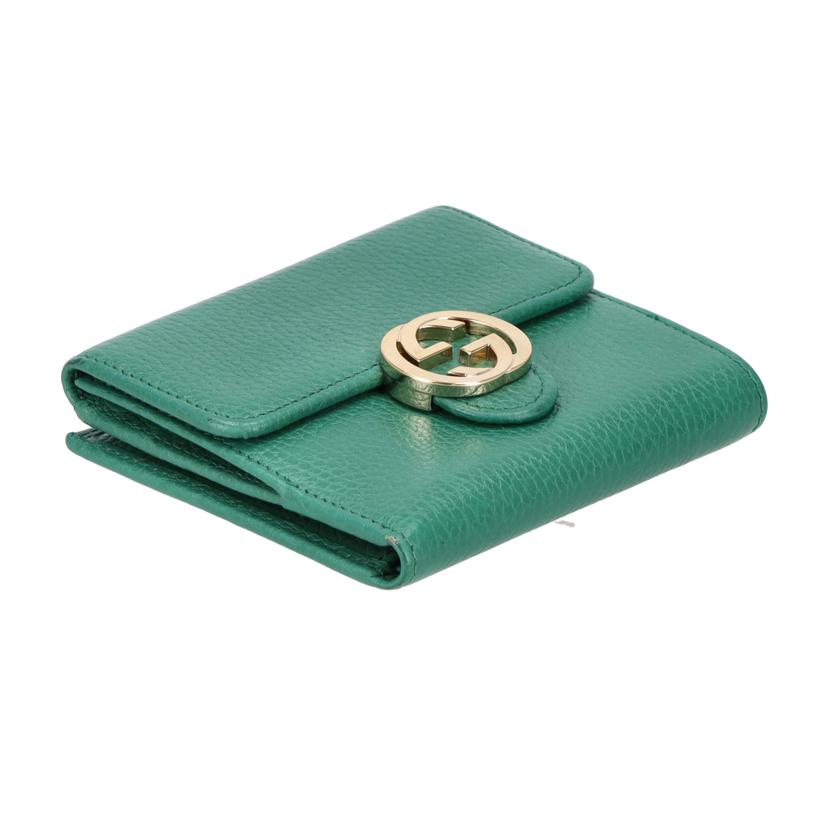 GUCCI グッチ/インターロッキングロゴWホック財布／グリーン/615525//218*/ABランク/75