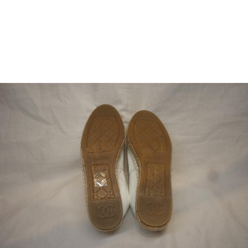 CHANEL シャネル/ビジューココマークエスパドリーユホワイトブラック//ABランク/92