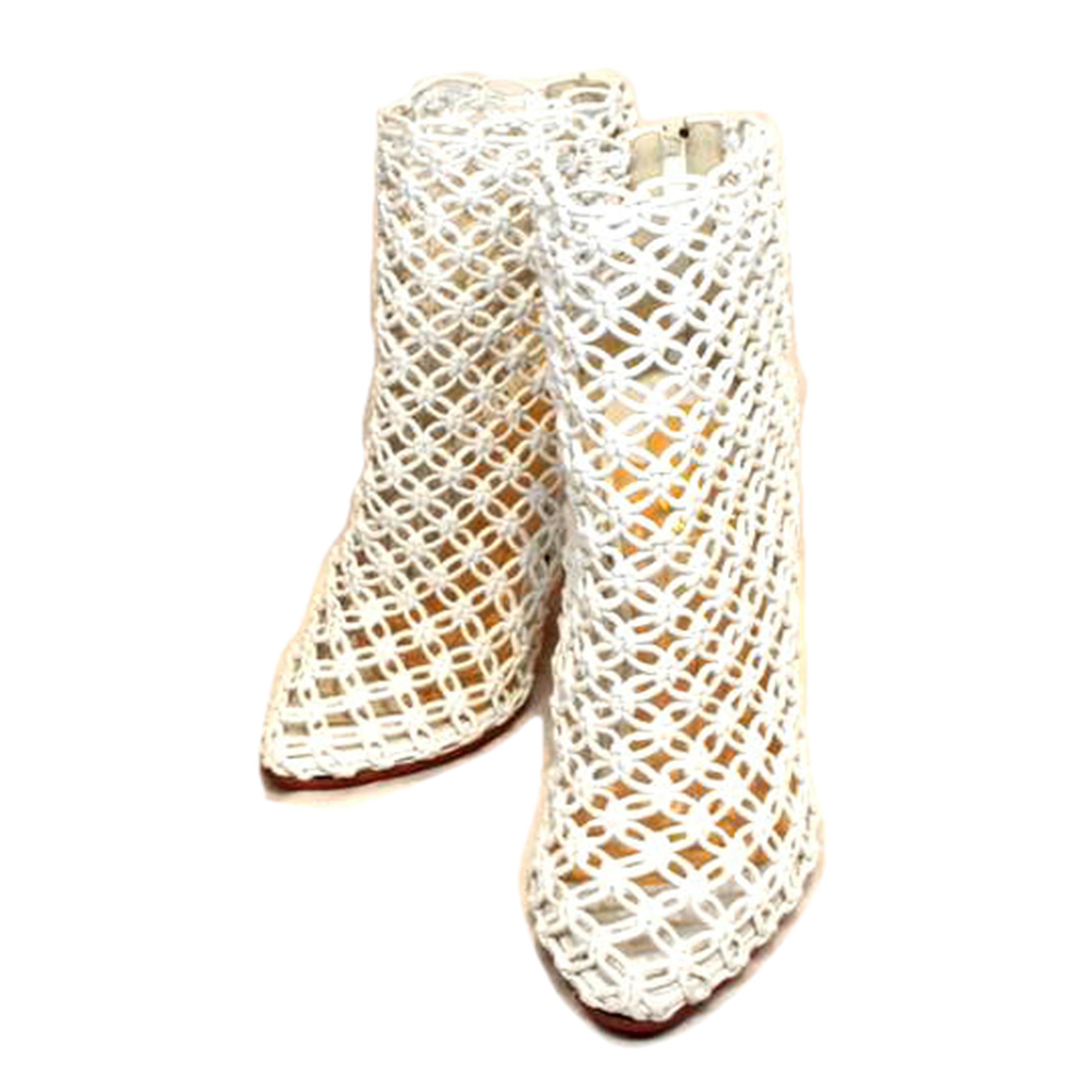 C．Louboutin ルブタン/レザーピンヒール編込ホワイト//ABランク/92