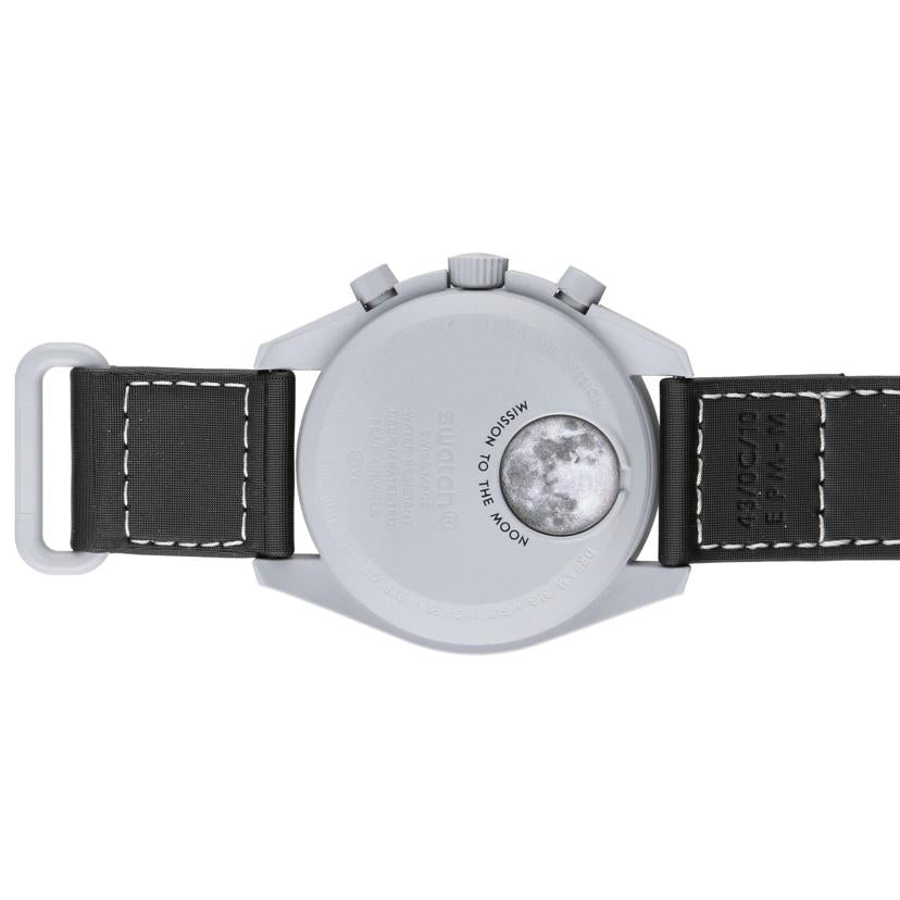 SWATCH◇クォーツ腕時計/アナログ/ナイロン/BLK/BLK OMEGA◇クォーツ