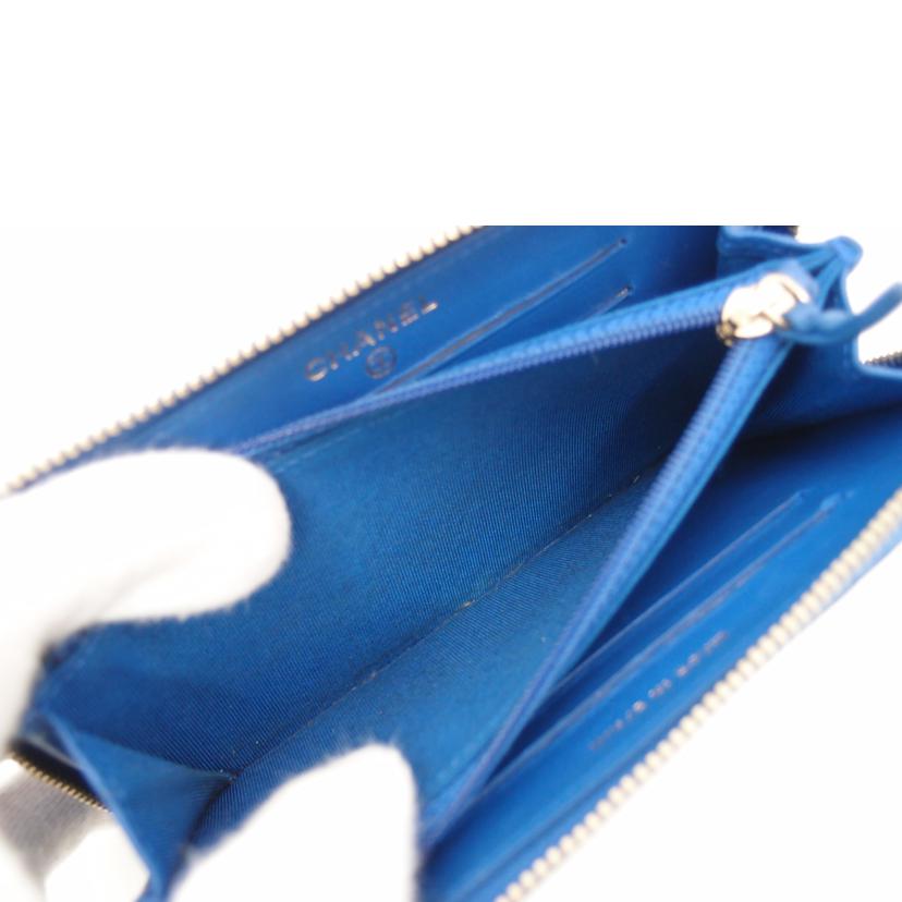 CHANEL シャネル/マトラッセミディアムジップウォレット／ブルー//216*****/Aランク/69