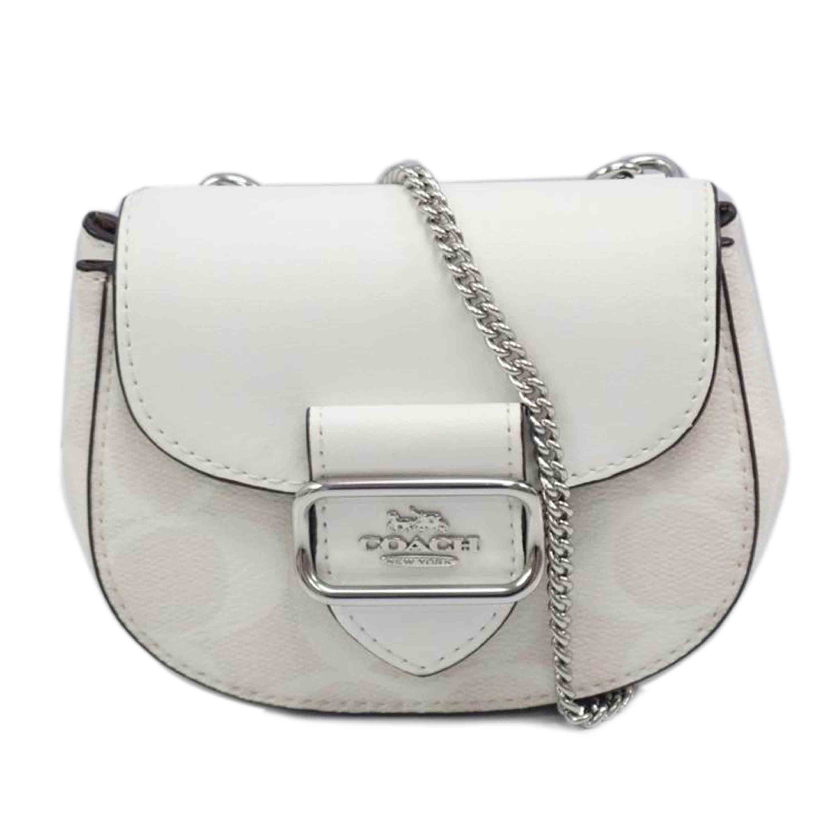 COACH/チェーンミニショルダーバッグ／シグネチャー／白/CK439//Aランク/62