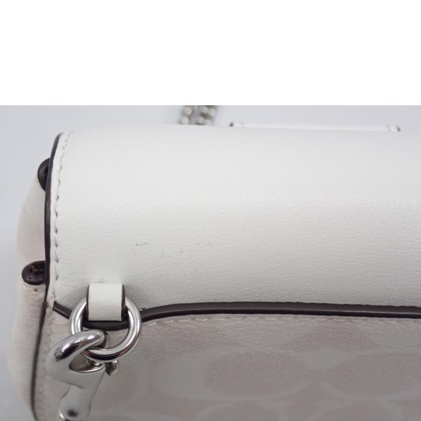 COACH/チェーンミニショルダーバッグ／シグネチャー／白/CK439//Aランク/62