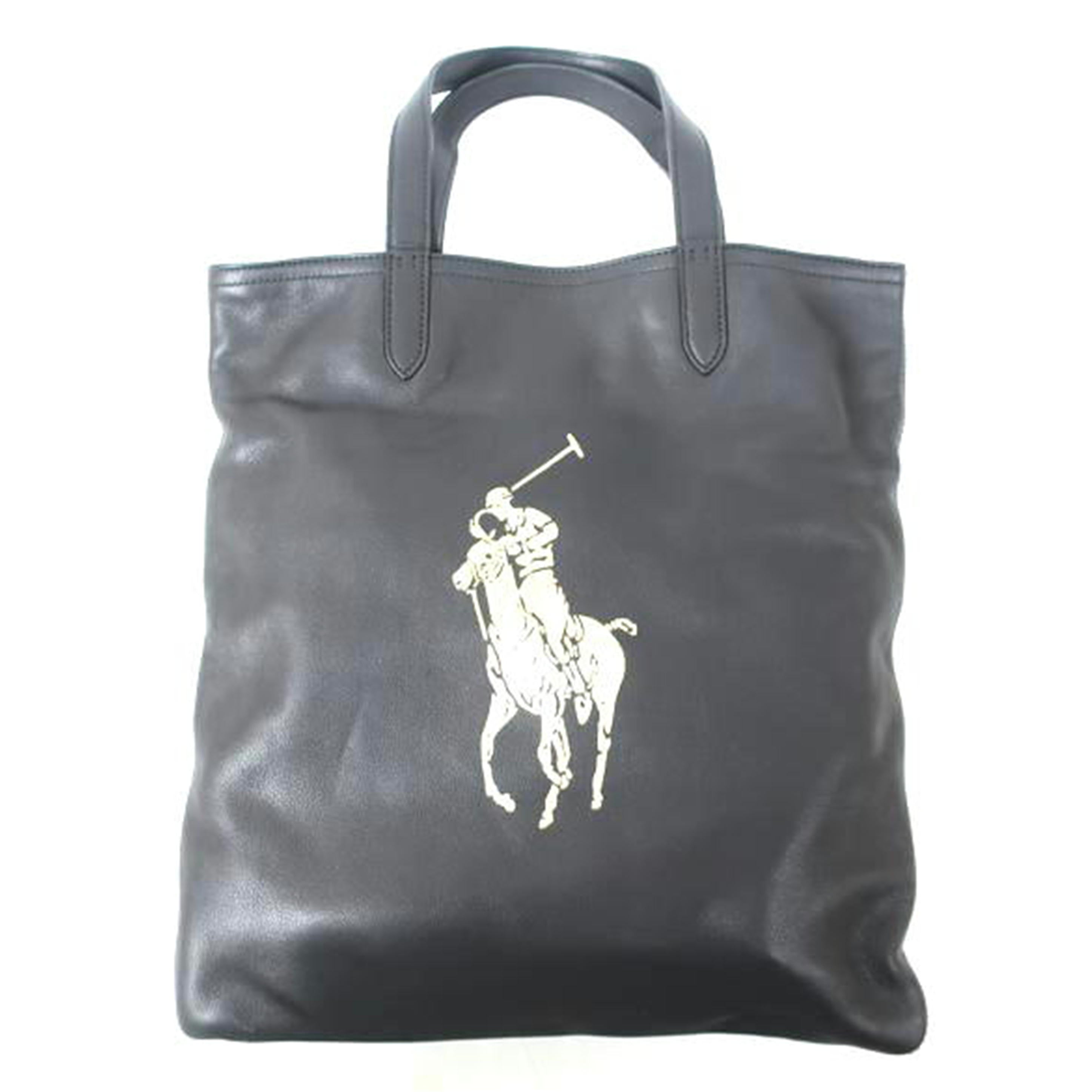 RALPH　LAUREN ラルフローレン/ロゴレザートート　ブラック　ゴールド//ABランク/65