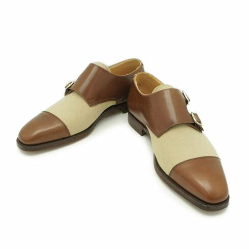 CROKETT＆JONES クロケットアンドジョーンズ/レザー×キャンバス シューズ/ブラウン×ベージュ/6189//X37969/SAランク/20