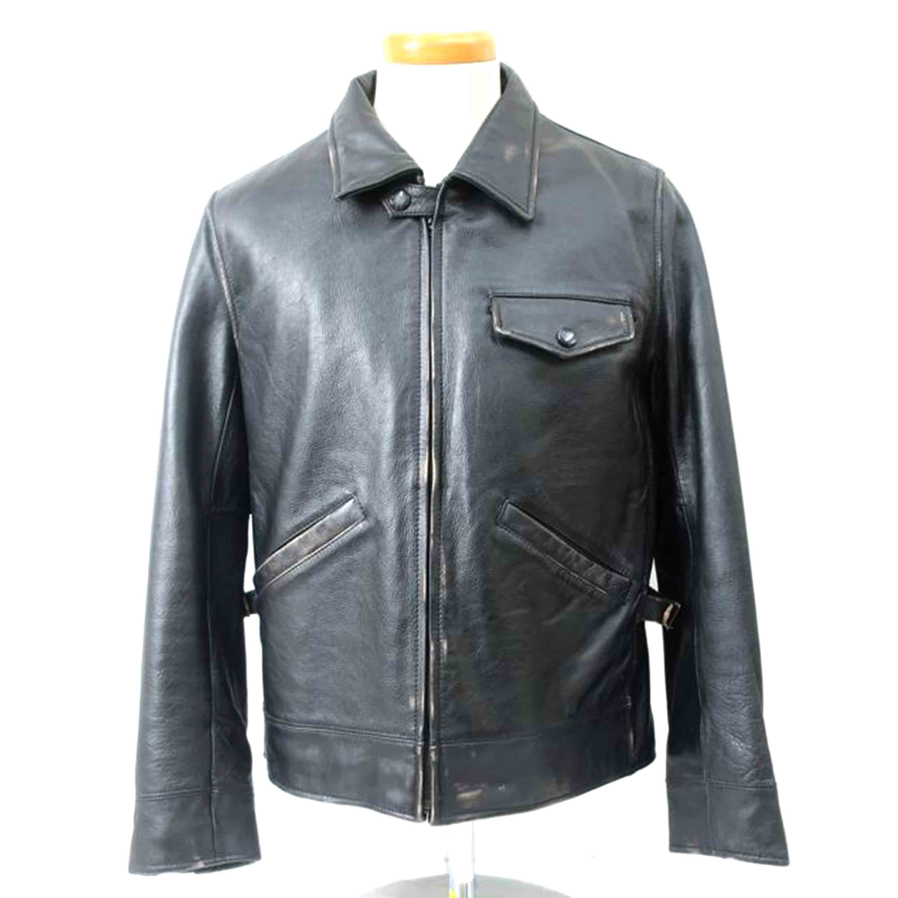 HOUSTON ヒューストン/シングルライダース　サイズ40　約Lサイズ　ブラック/8260//ABランク/65